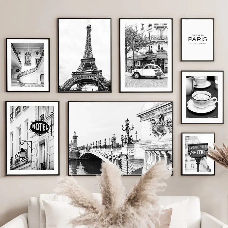 Home Cinema Wall Art - Toalla de París en blanco y