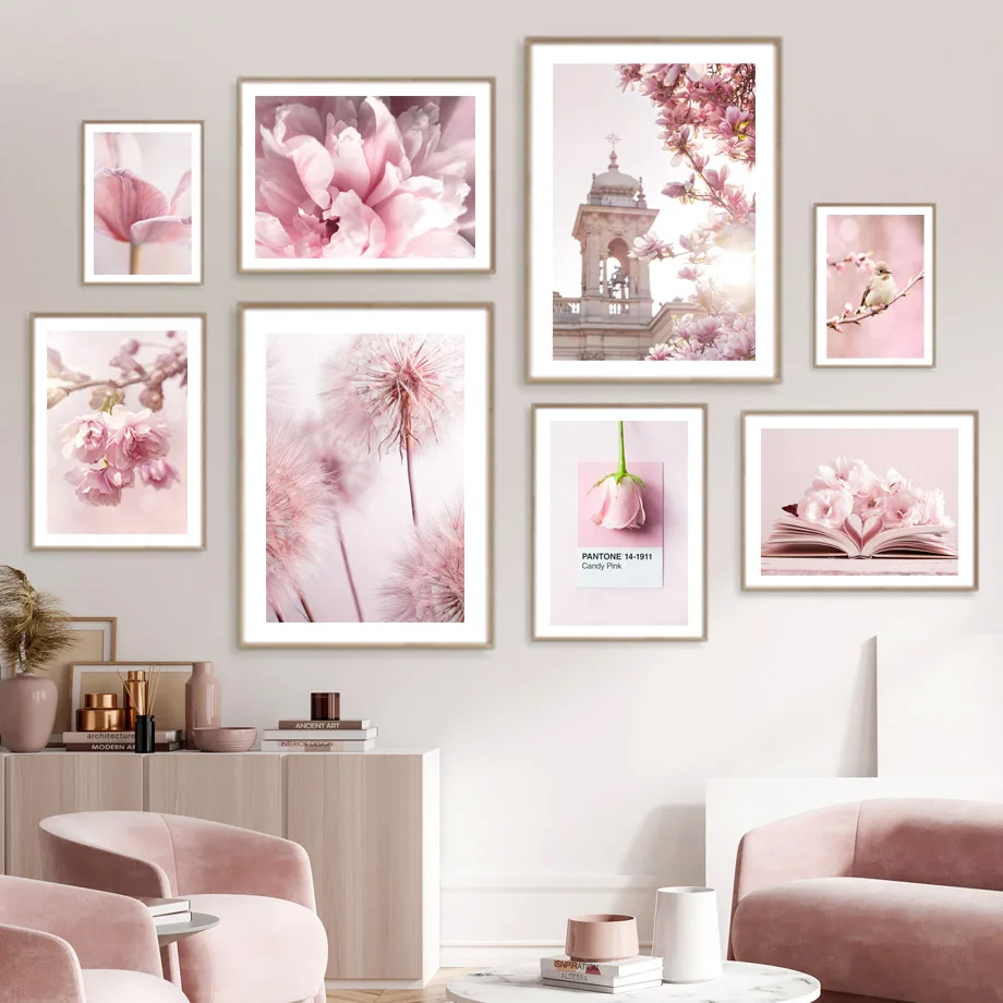 Home Cinema Wall Art - Primavera Rosa peonía Sakura diente de
