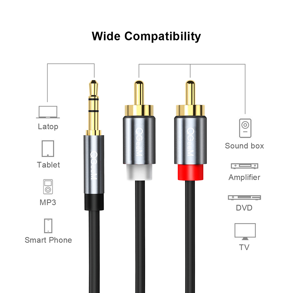 Cable QGeeM RCA 2RCA a 3,5 Cab - Home Cinema Tv reseña y precio