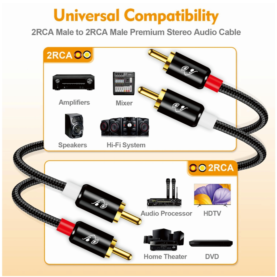 Cable Estéreo RG 2 RCA a 2 RCA - Home Cinema Theater reseña y precio