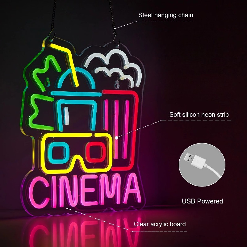 Letrero de neón de cine, letre - Home Cinema Wall Lights reseña y precio
