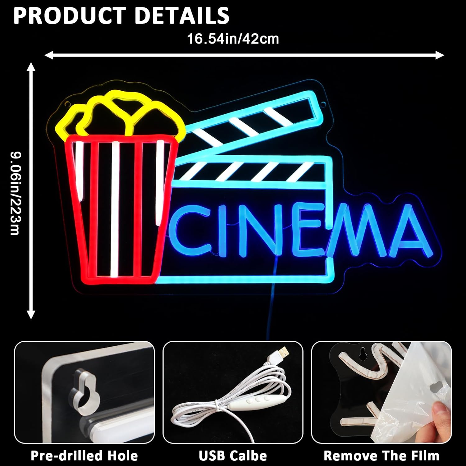 Letrero de Neón LED USB con Di - Home Cinema Wall Lights reseña y precio